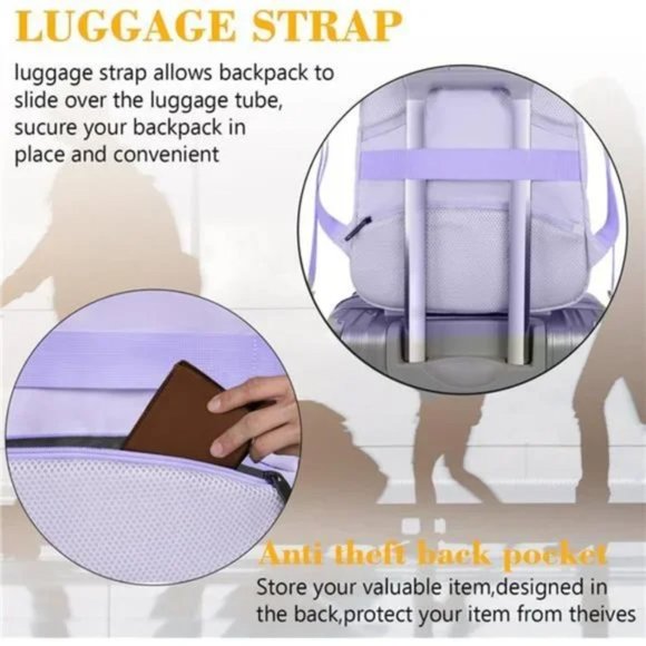 TRAVEL Laptop Backpack Lavender Purple - Picture 5 of 8